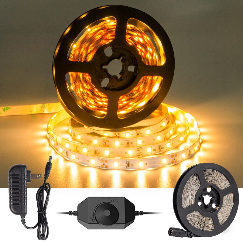 CT CAPETRONIX Warm White LED Strip Light,16.4 Feet 24 Volt LED Light Strip, 3000K Super Bright LED Tape Light, for Bedroom, Kitchen, Closet, Cabinet, Vanity Mirror, Indoor Only, (Dimmer Included) - Image 1
